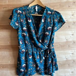 Wrap front peplum top